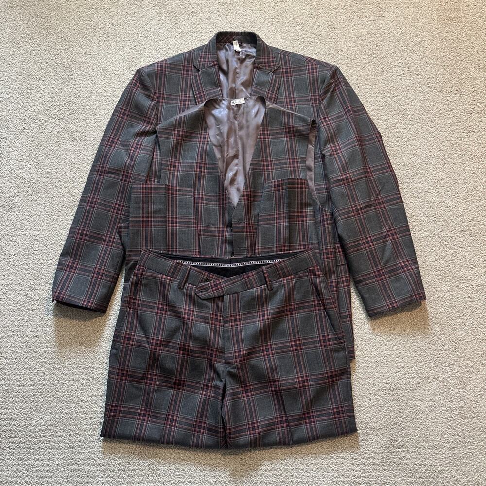 John Cena Own David Alan Holland Sherry Gray Plaid 3 Piece Suit Custom Wool